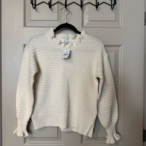 Madewell | Ruffle Neck Sweater in Cream XXS